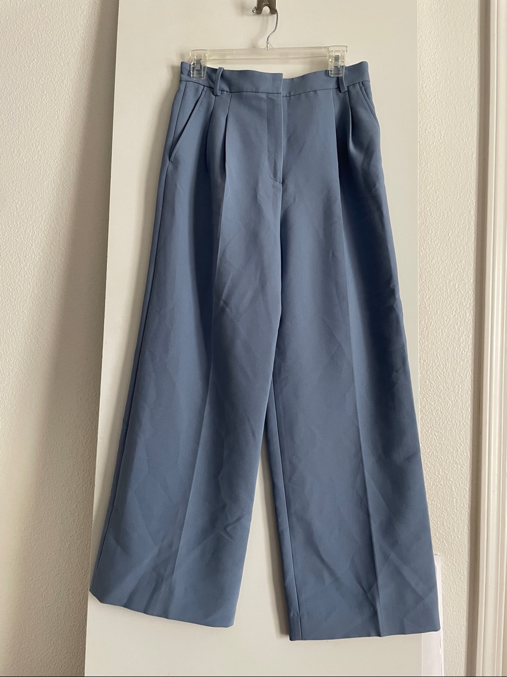 S: ZARA High Rise Wide Leg Trousers Pants Sky Blue NWT